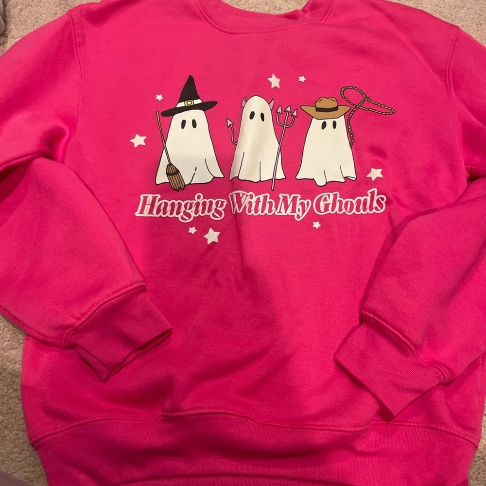 Wound up brand pink hanging with my ghouls Halloween Sweatshirt sz small